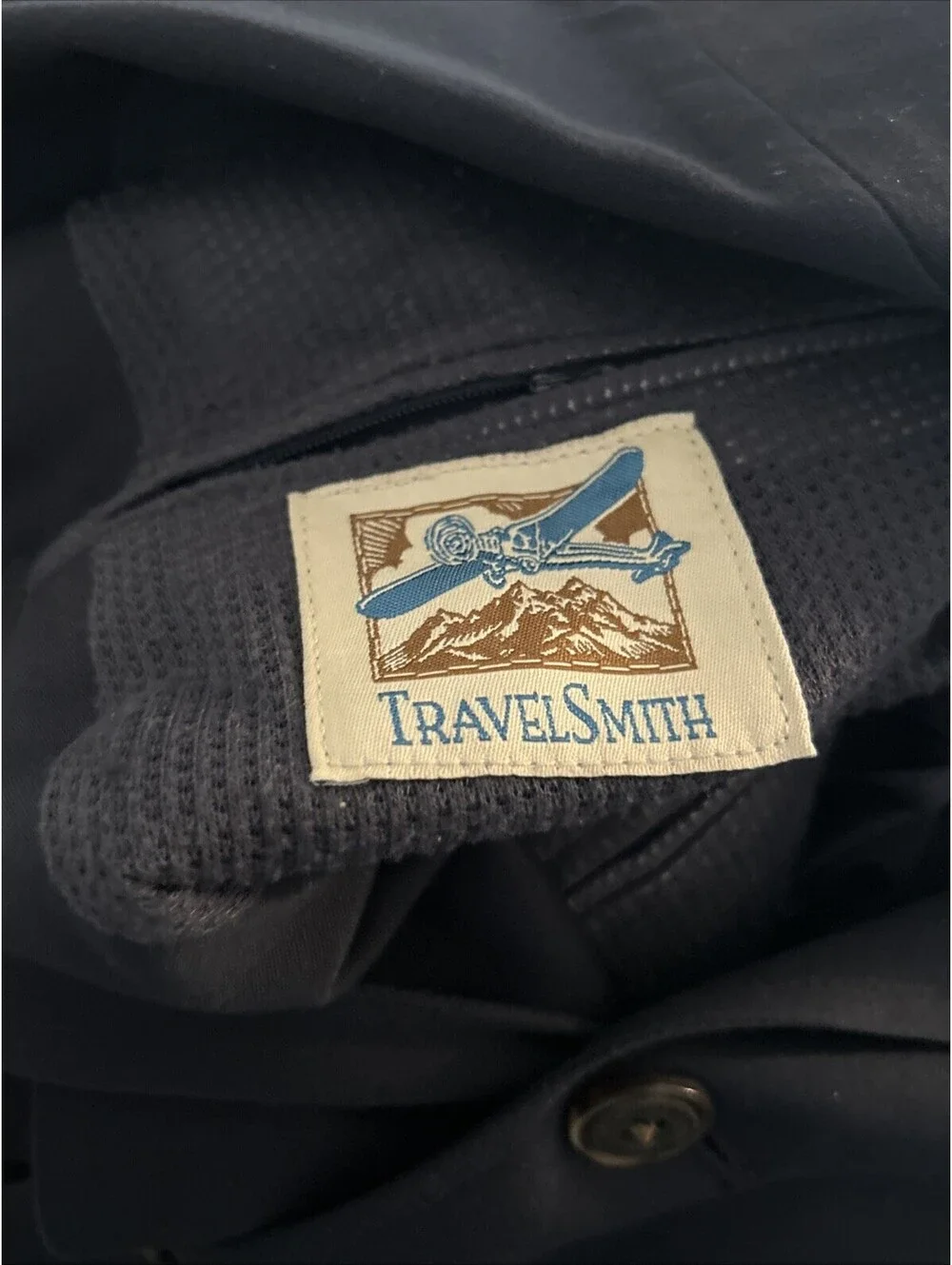Vintage Travel Smith Chest 46 Vintage Wash & Wear Navy Blazer Zip Pockets
